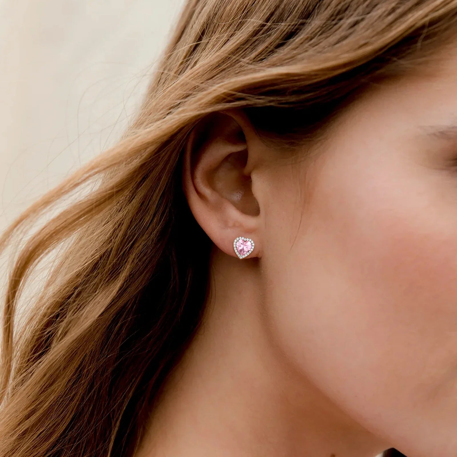 Women's Sterling Silver Birthstone Heart Stud Earrings