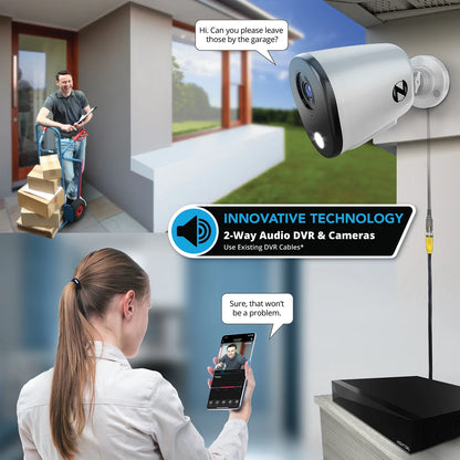 2-Way Audio Security System with 1TB Hard Drive and 8 Wired 1080P Cameras