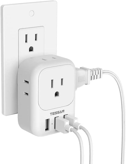 7 in 1 Wall Plug Outlet Extender with 3 USB Charger Ports