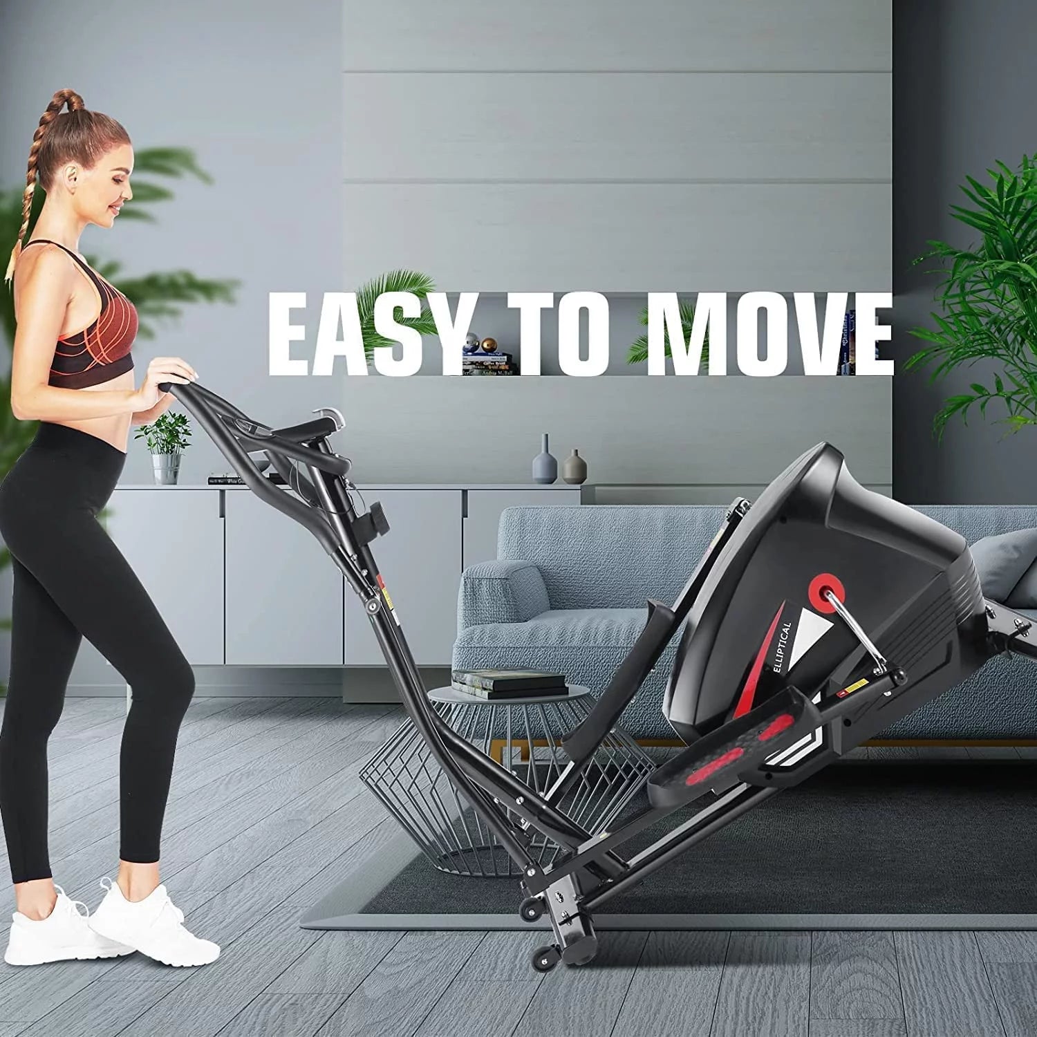 Elliptical Machine, Cross Trainer with Smart APP Connection, 10-Level Resistance, , Heart Rate Sensor, Exercise Elliptical for Home Office, 390Lbs Weight Capacity