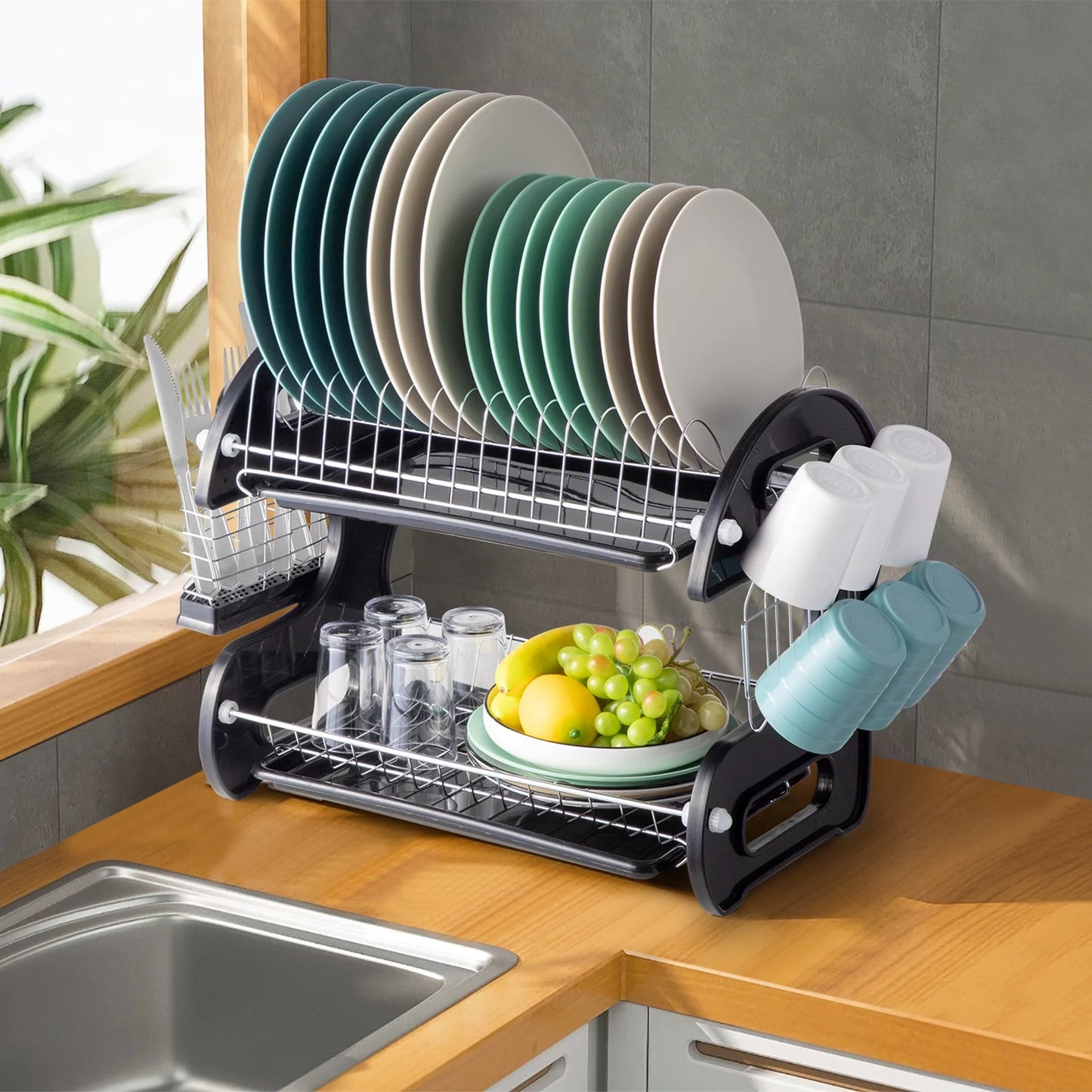 Large 2 Tier Dish Drying Rack 