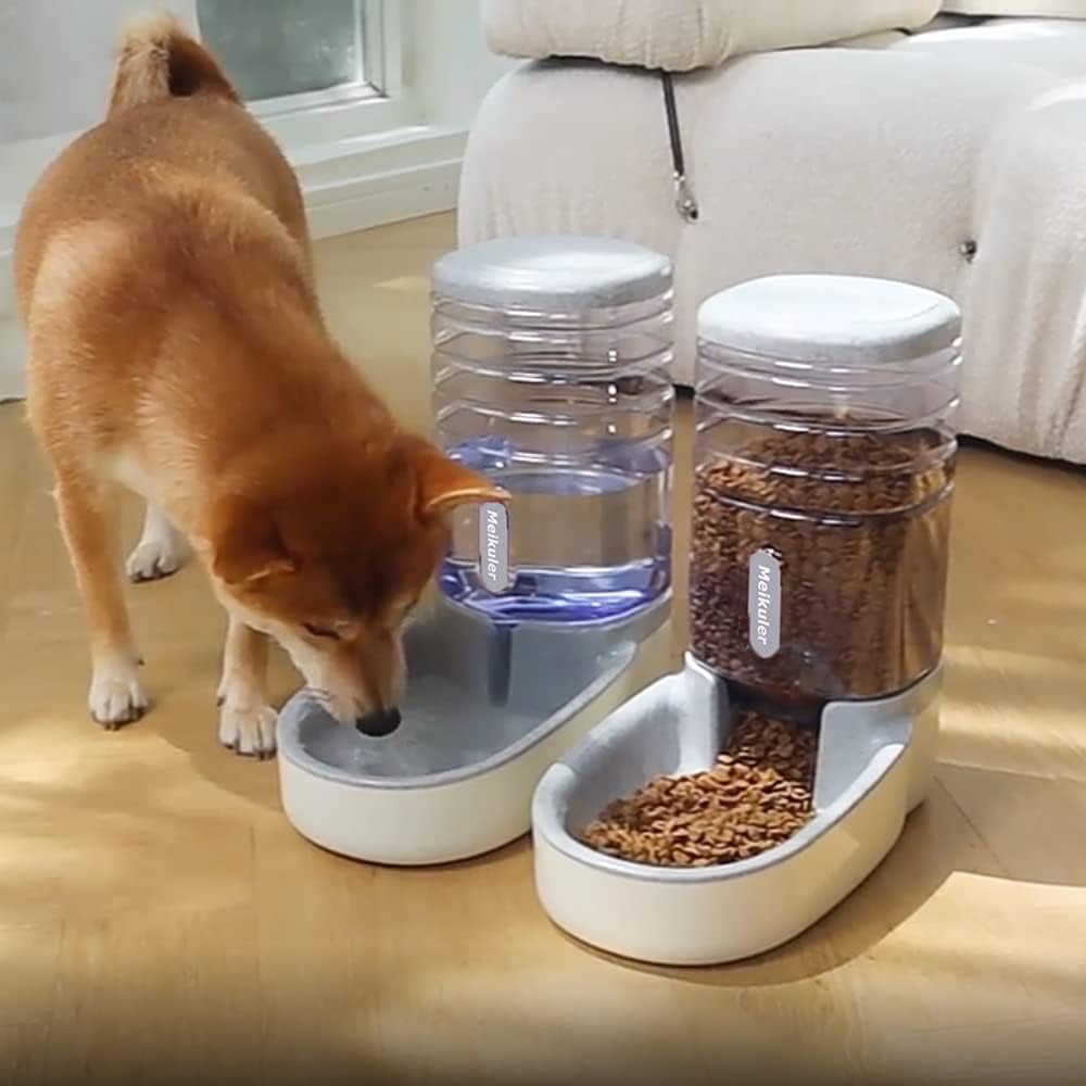 Automatic Pet Food Feeder and Water Dispenser Set