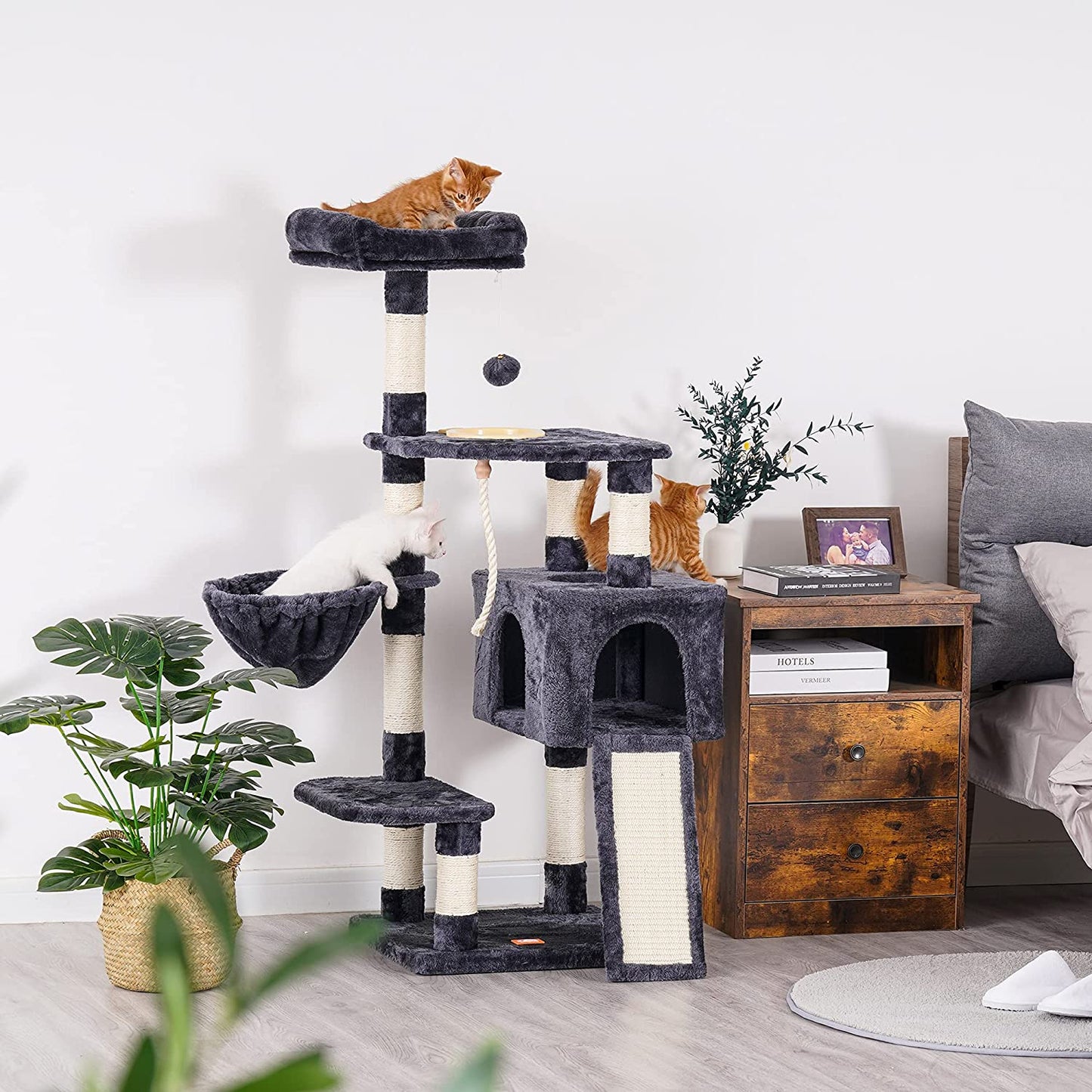 Multi-Level Cat Condo with Feeding Bowl 