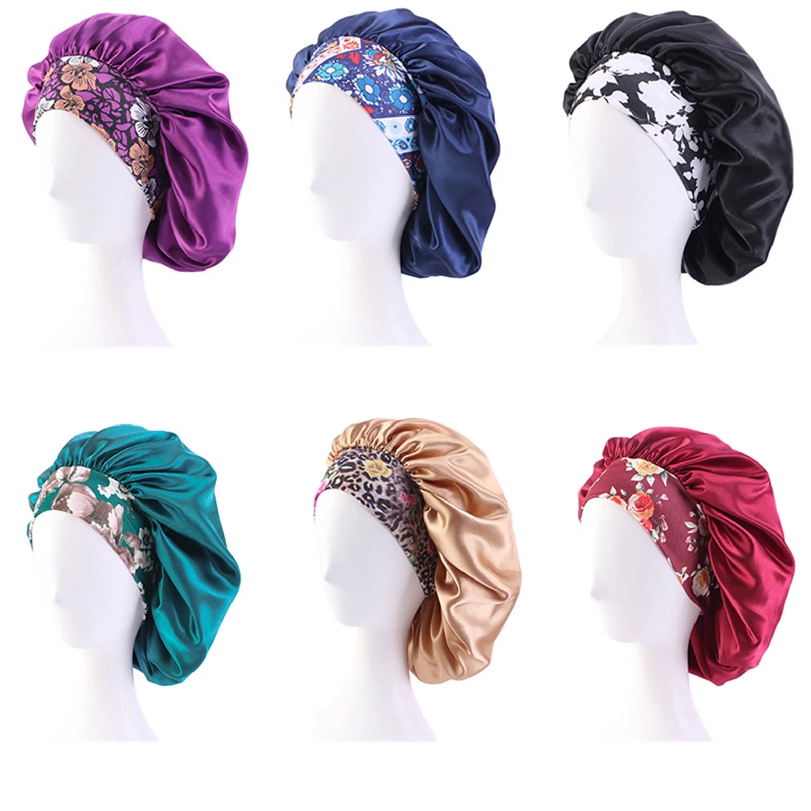 Women's Satin Hair Bonnets - 3 Pcs