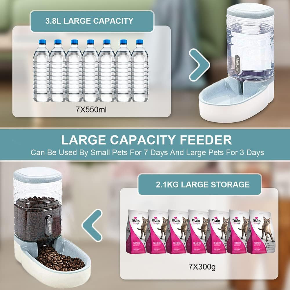 Automatic Pet Food Feeder and Water Dispenser Set