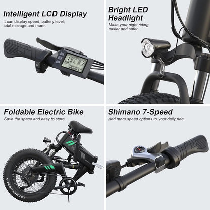 500W Foldable Electric Bicycle with 48V 10Ah Built-In Battery