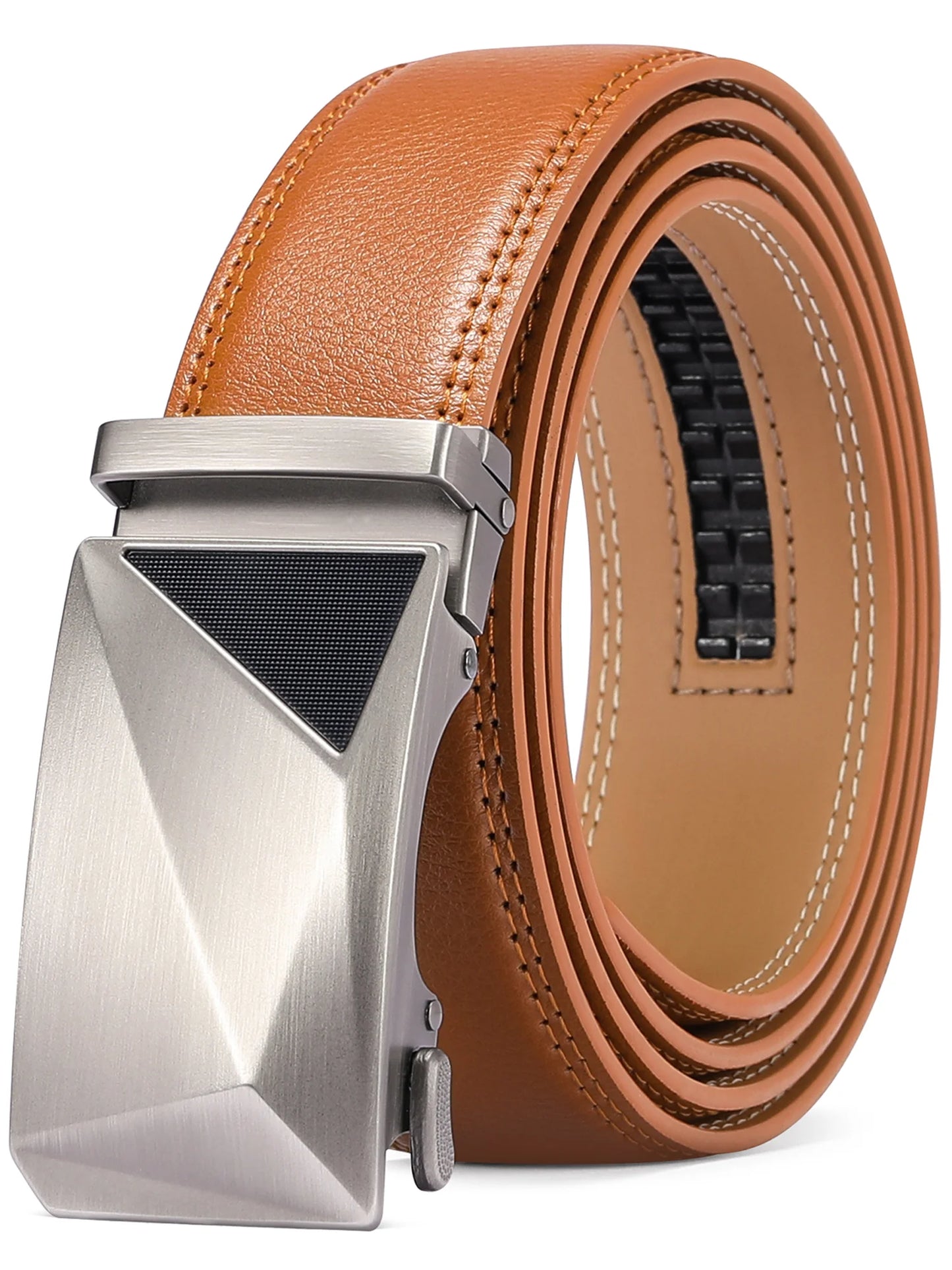 Men's Leather Belt Automatic Ratchet Buckle with Gift Box