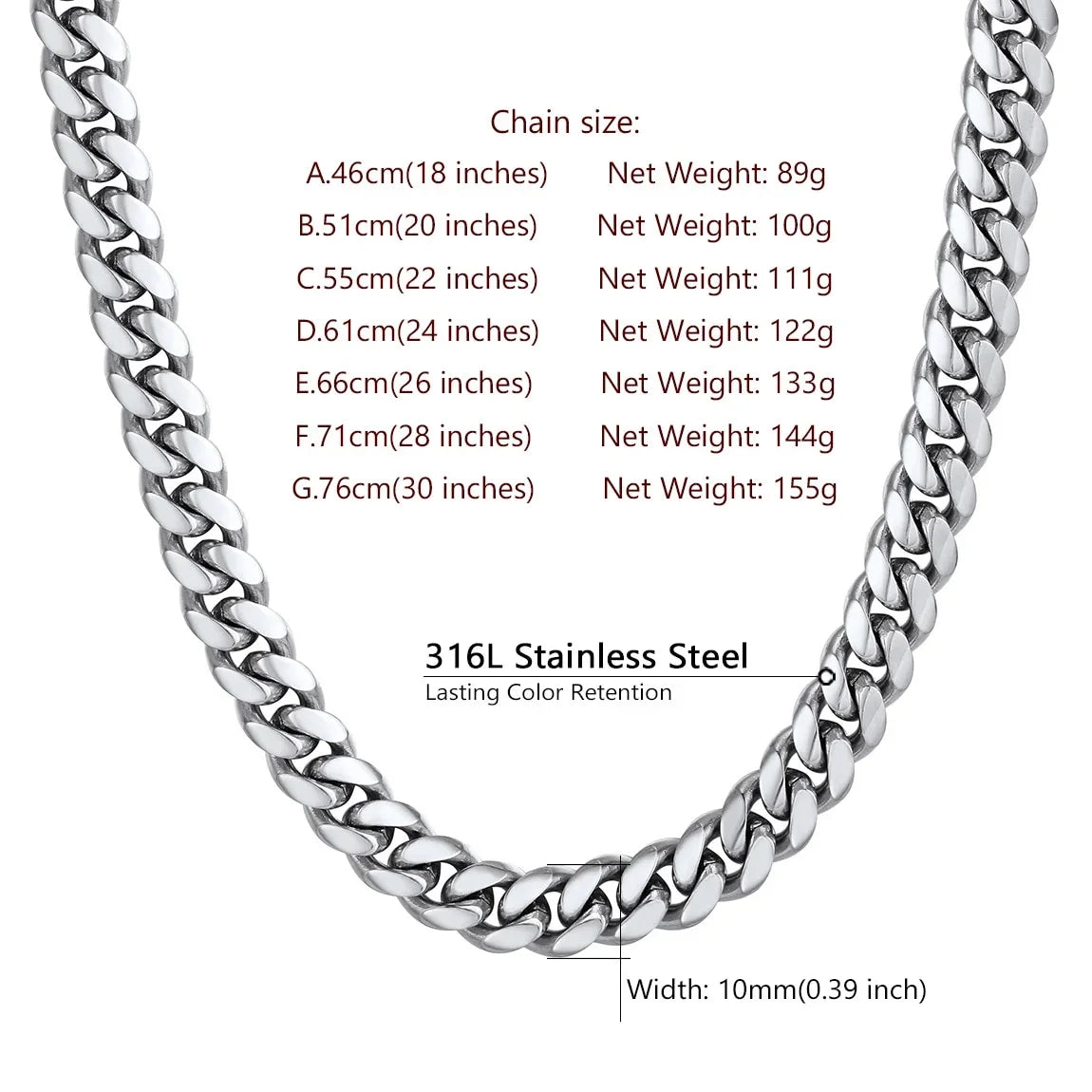 Men's Stainless Steel Cuban Link Chain 