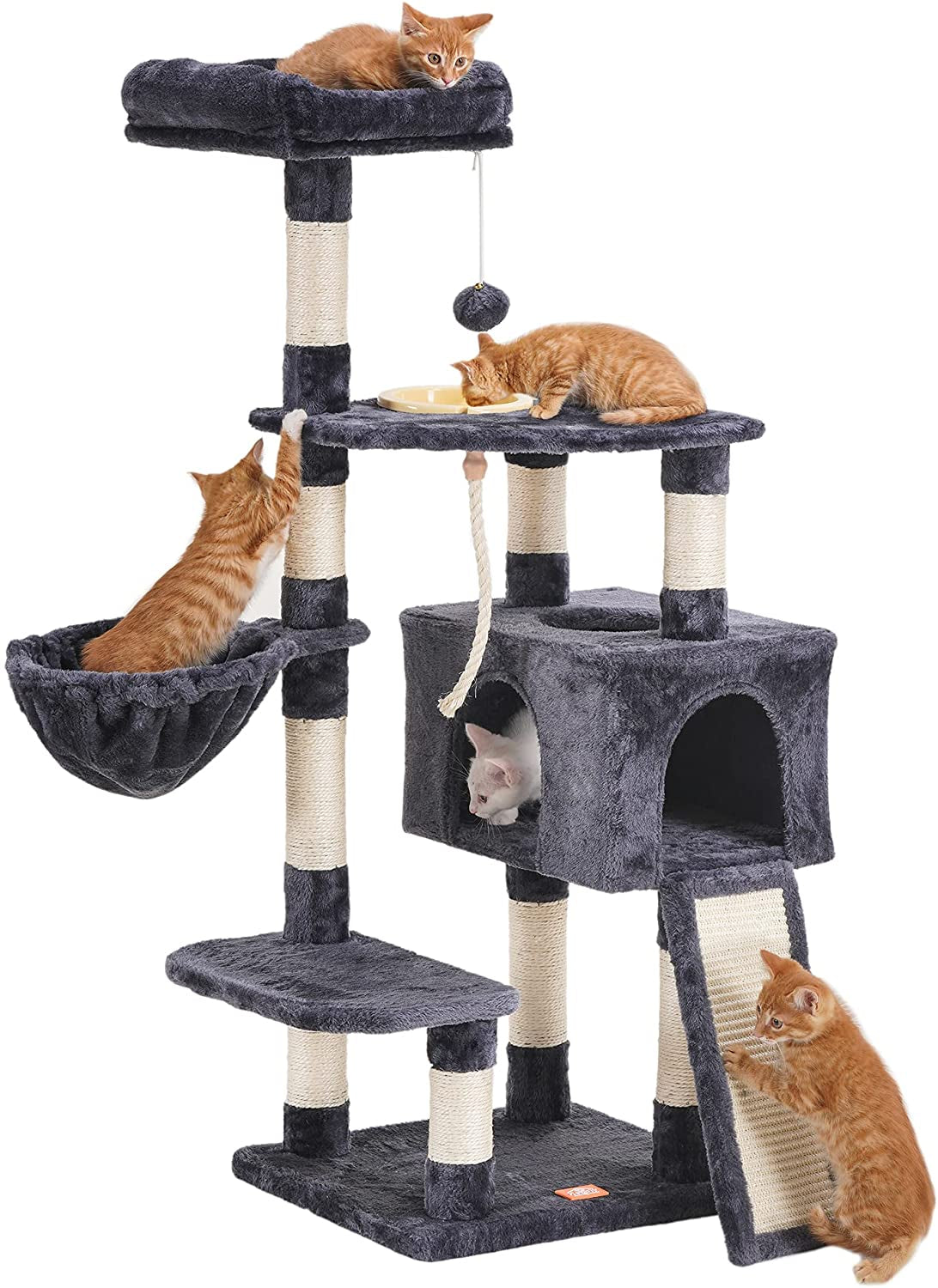 Multi-Level Cat Condo with Feeding Bowl 