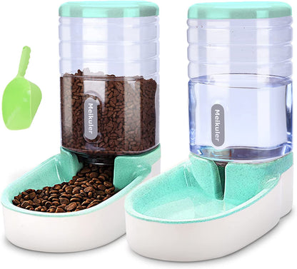 Automatic Pet Food Feeder and Water Dispenser Set