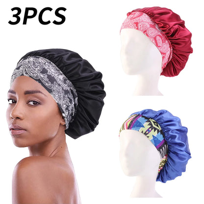 Women's Satin Hair Bonnets - 3 Pcs