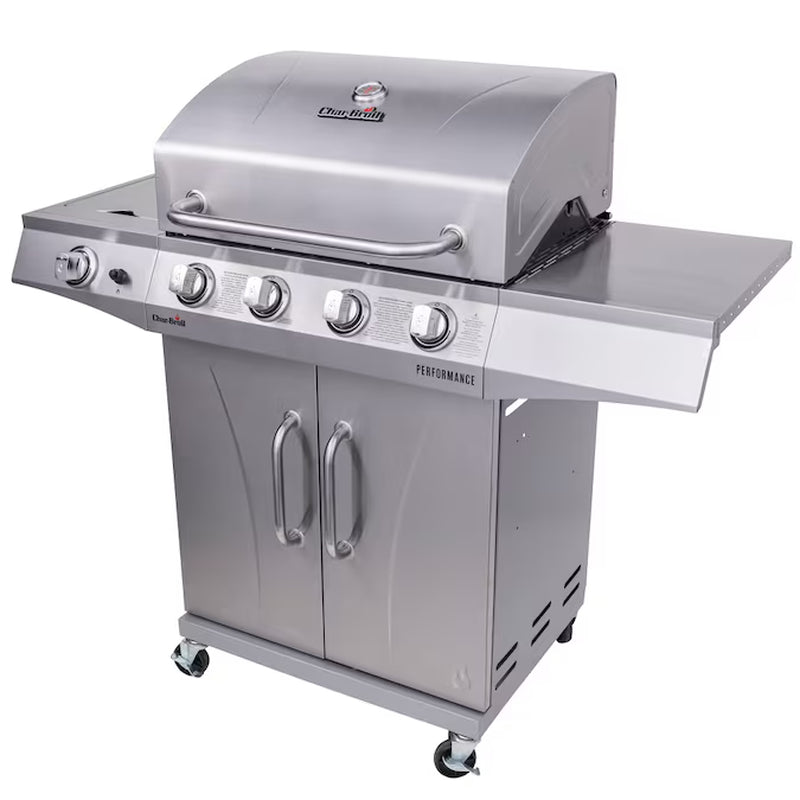  4-Burner Liquid Propane Gas Grill with 1 Side Burner