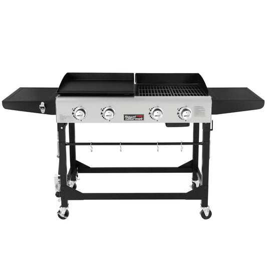 4 Burner Gas Grill and Griddle Combo with Side Table