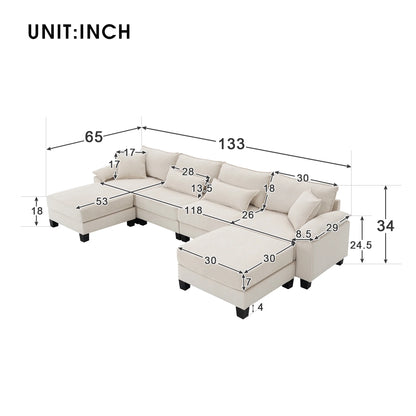 133"  Modular Sectional Sofa 