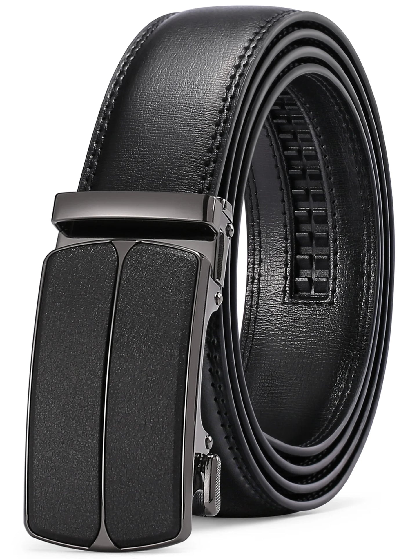 Men's Leather Belt Automatic Ratchet Buckle with Gift Box