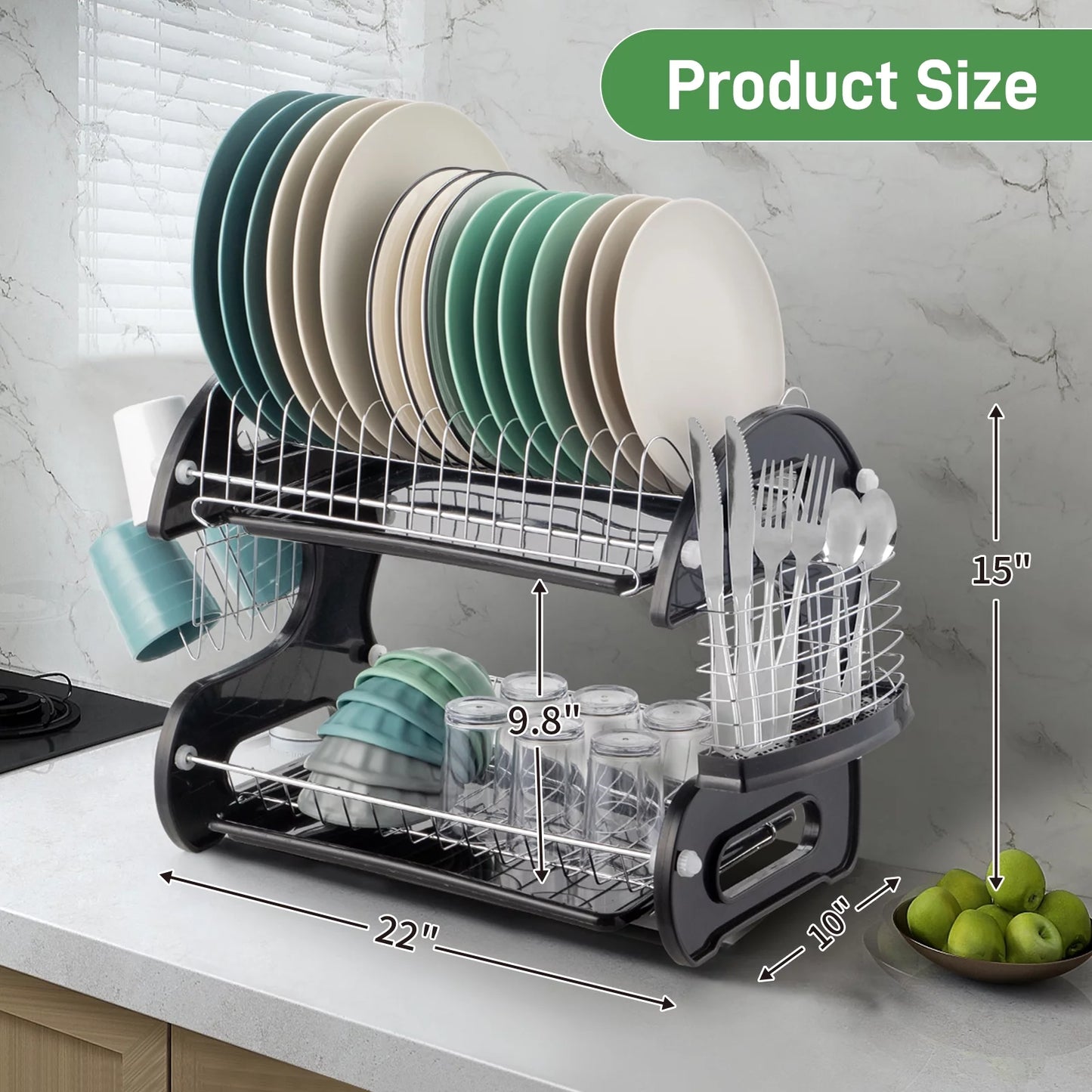 Large 2 Tier Dish Drying Rack 