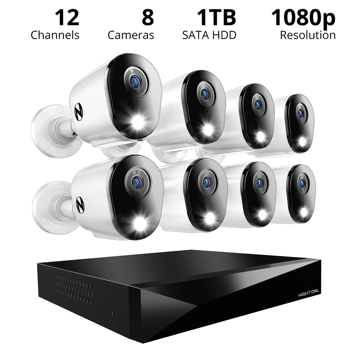 2-Way Audio Security System with 1TB Hard Drive and 8 Wired 1080P Cameras