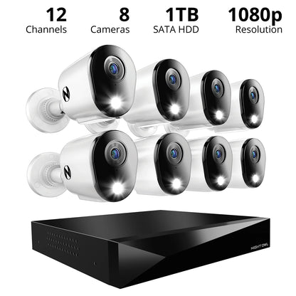 2-Way Audio Security System with 1TB Hard Drive and 8 Wired 1080P Cameras