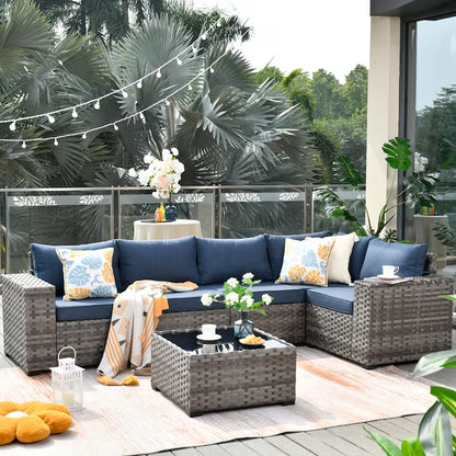 6 Pieces Patio Sectional Sofas 