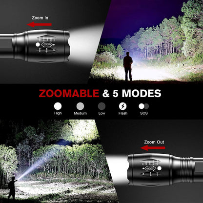 Zoomable LED Tactical Flashlights (Battery Not Included) - 2 Pack