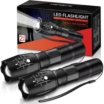 Zoomable LED Tactical Flashlights (Battery Not Included) - 2 Pack