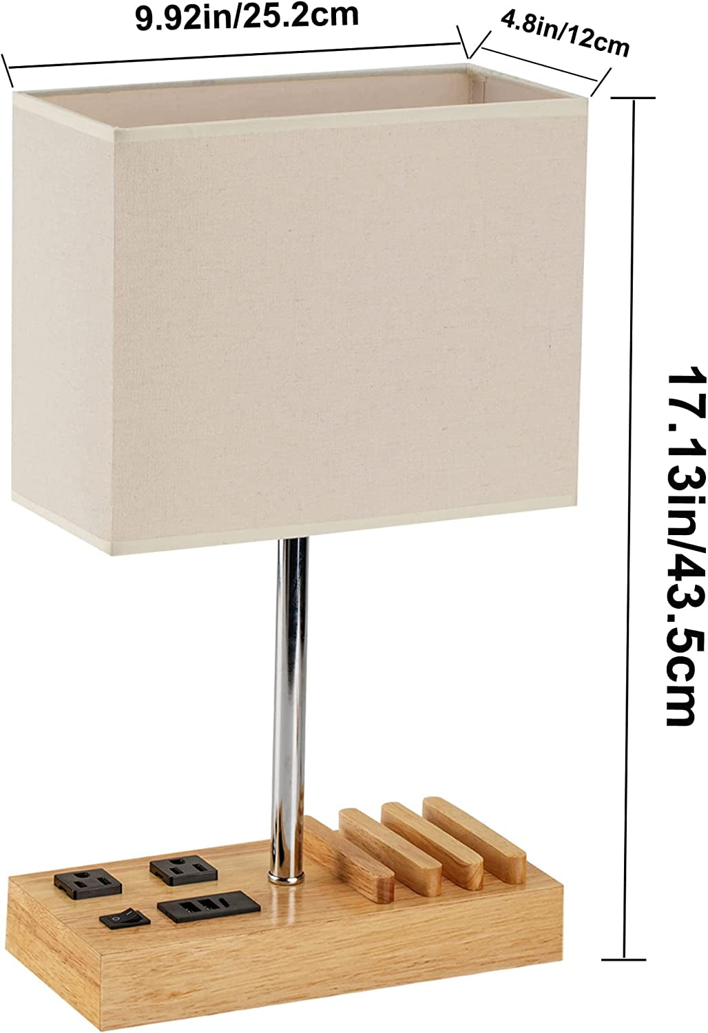 Table Lamp with 3 USB Charging Ports, 2 AC Outlets and 3 Phone Stands