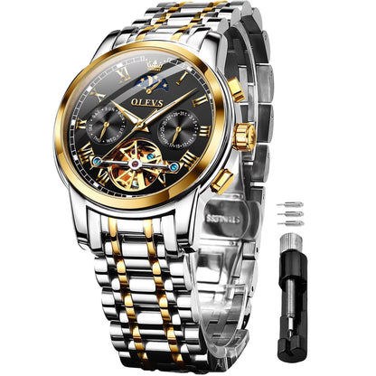 Men's Waterproof Skeleton Mechanical Self Winding Luxury Watch