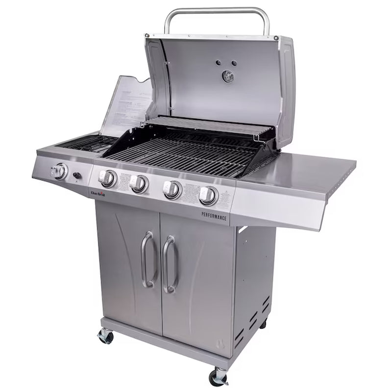  4-Burner Liquid Propane Gas Grill with 1 Side Burner