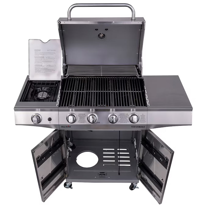  4-Burner Liquid Propane Gas Grill with 1 Side Burner