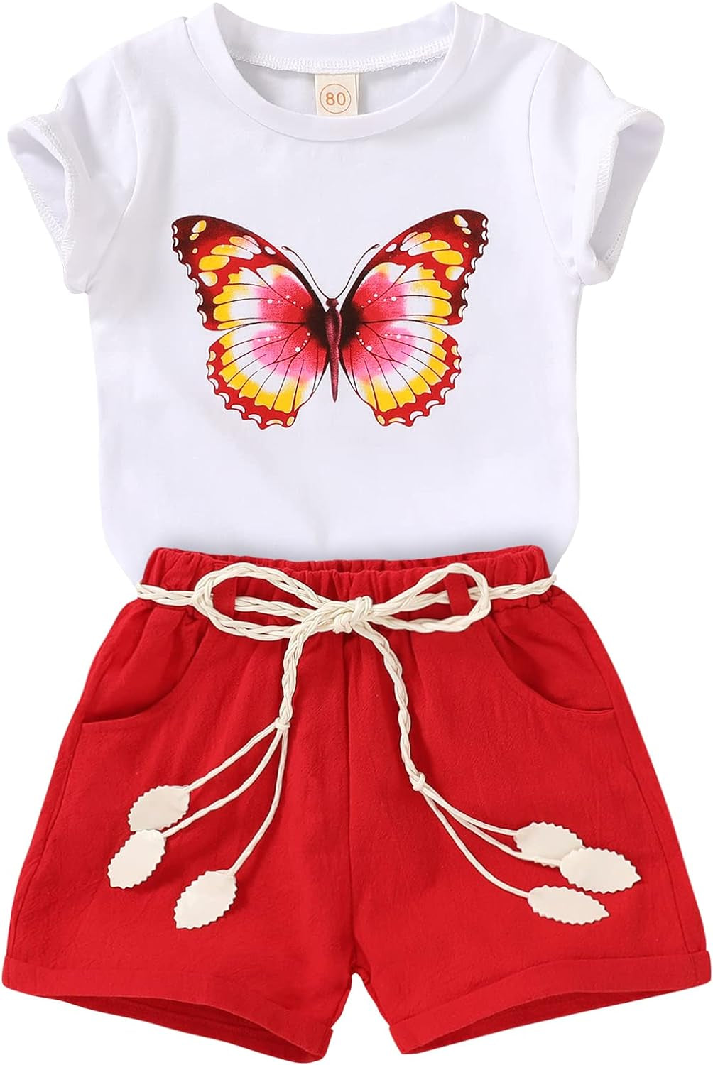 Girl's Short Set with Belt for Toddler's & Babies 