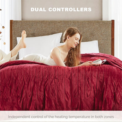 Luxury Heated Blanket With Dual Control & Auto Shut Off