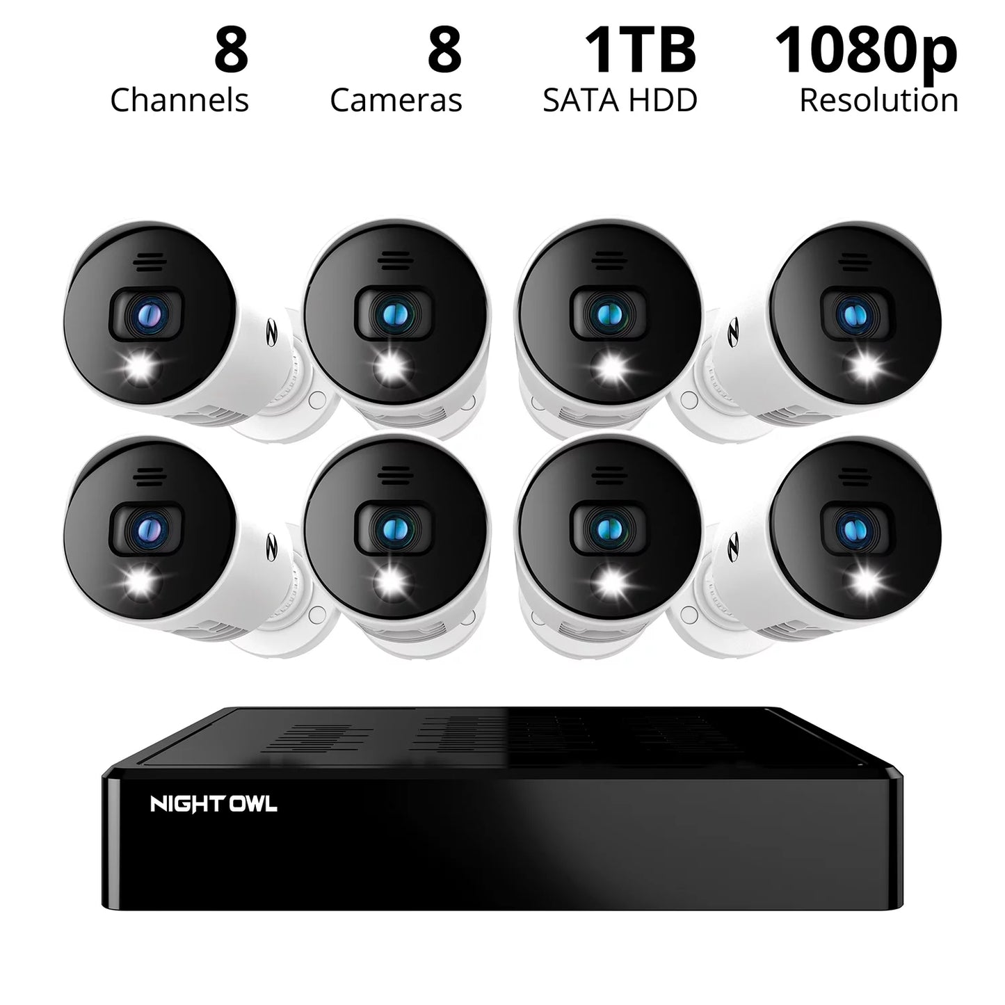 Security Camera System CCTV, 8 Channel Bluetooth DVR with 1TB Hard Drive