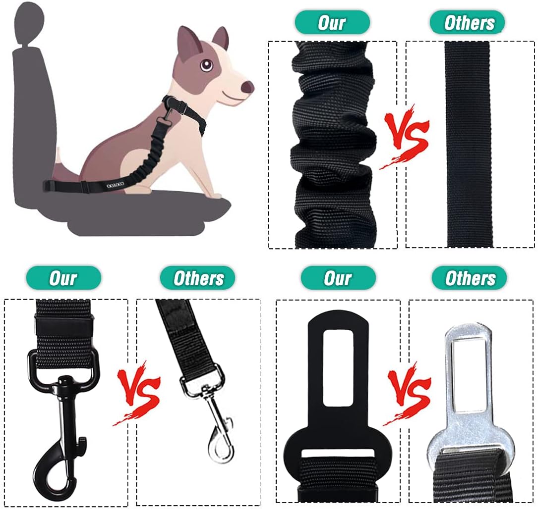 Adjustable Dog Seat Belt for Vehicles - 3 Piece Set