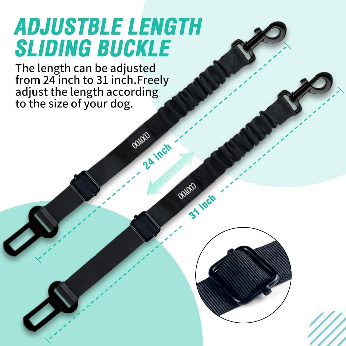 Adjustable Dog Seat Belt for Vehicles - 3 Piece Set