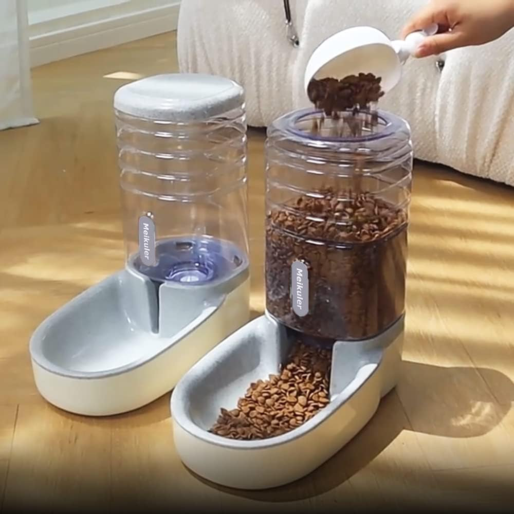 Automatic Pet Food Feeder and Water Dispenser Set