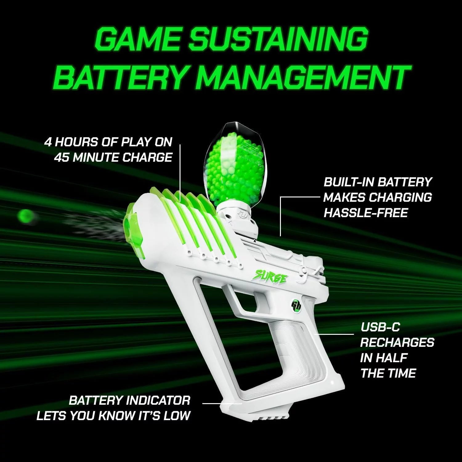Water-Based Gellet Blaster with 10,000 Electric Green Gellet Pack