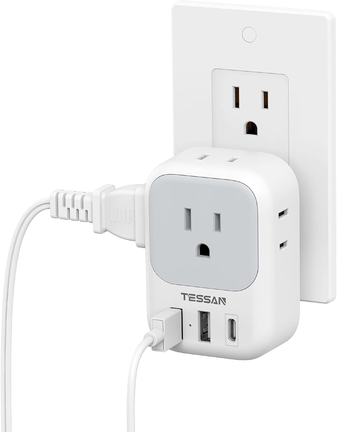 7 in 1 Wall Plug Outlet Extender with 3 USB Charger Ports