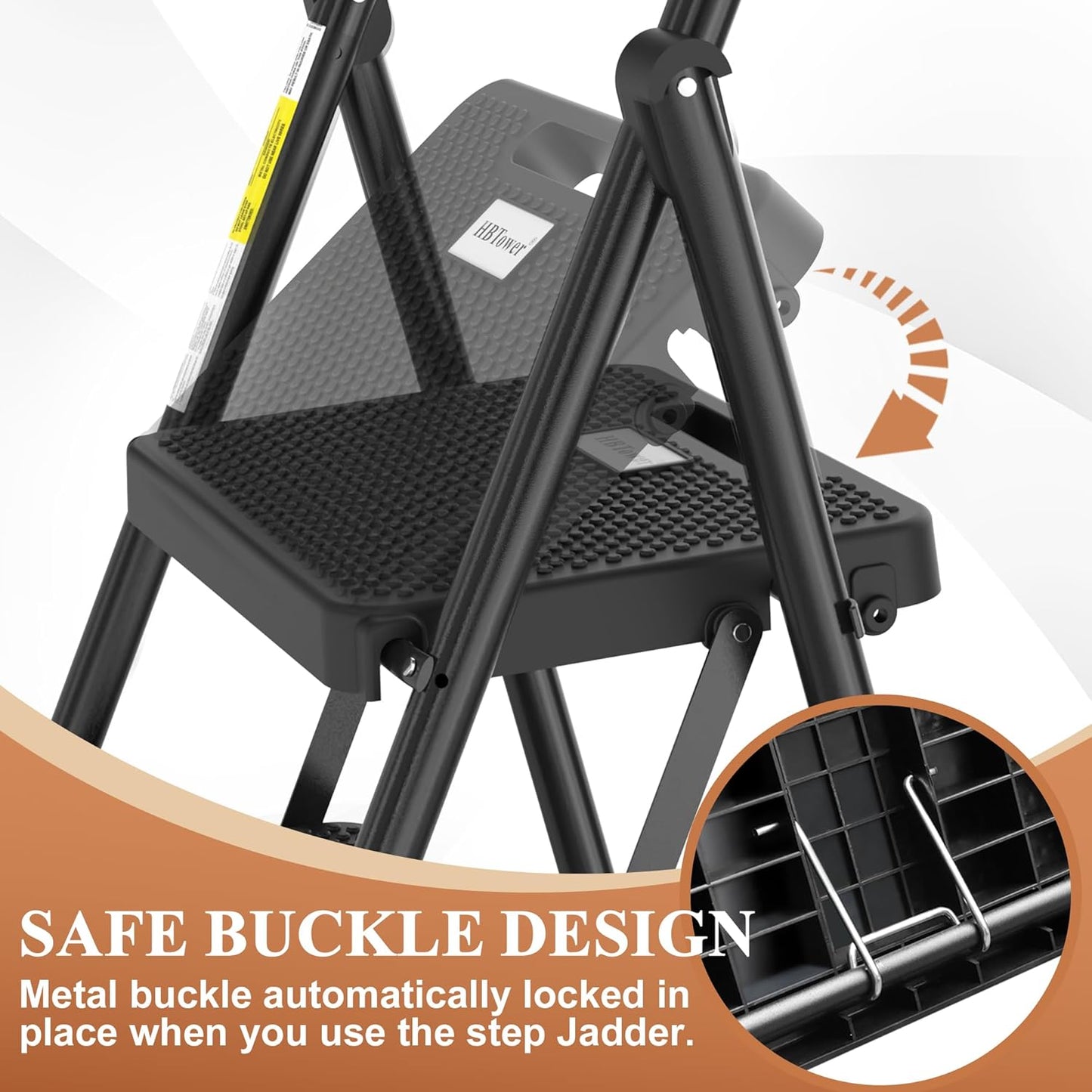 Folding 3 Step Steel Ladder with Wide Anti-Slip Pedal