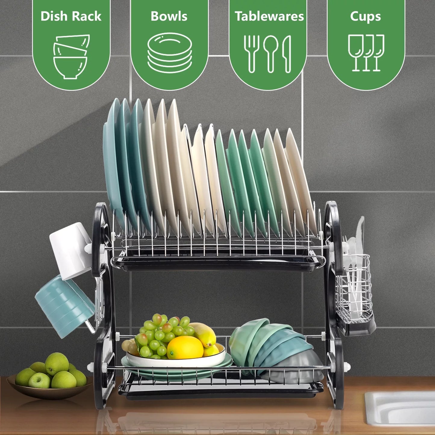 Large 2 Tier Dish Drying Rack 