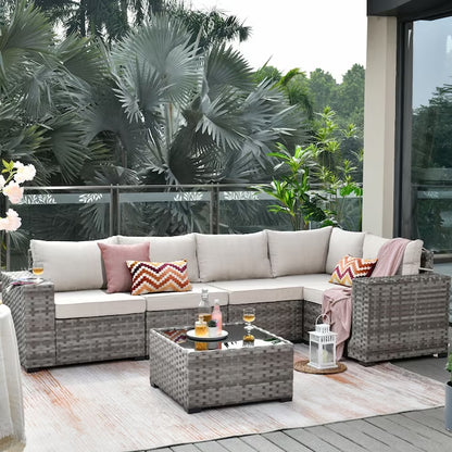 6 Pieces Patio Sectional Sofas 