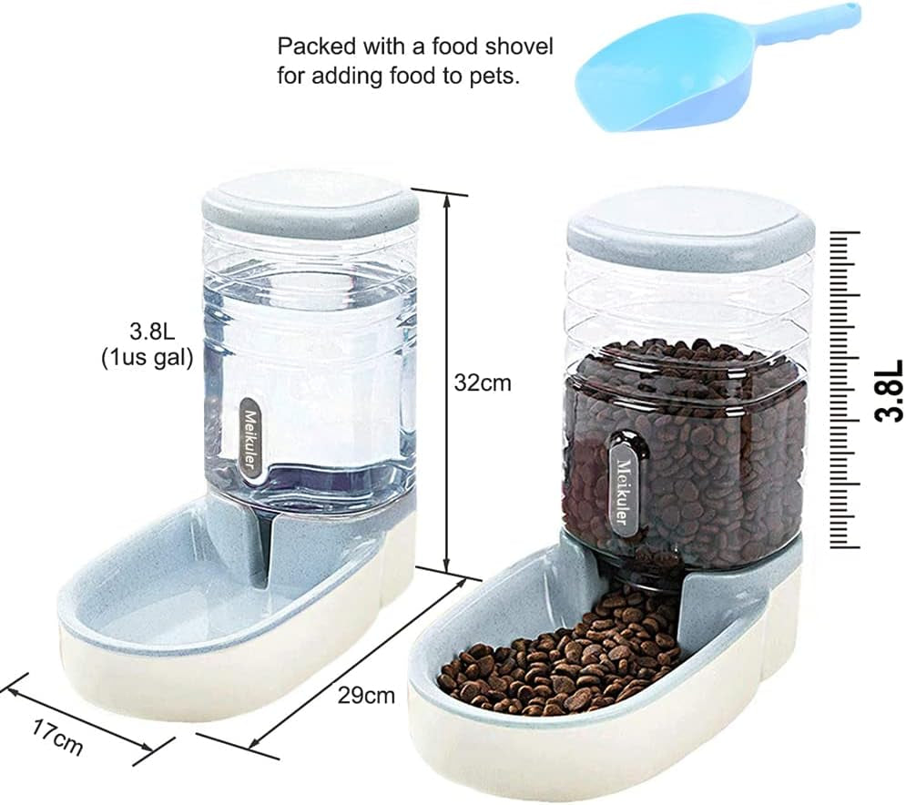 Automatic Pet Food Feeder and Water Dispenser Set