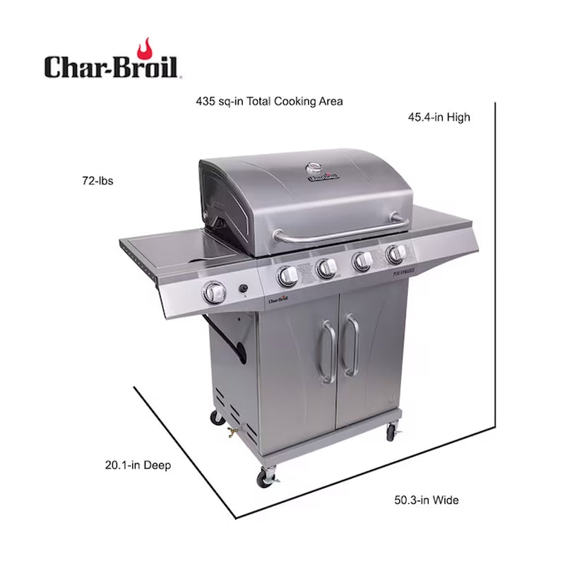  4-Burner Liquid Propane Gas Grill with 1 Side Burner