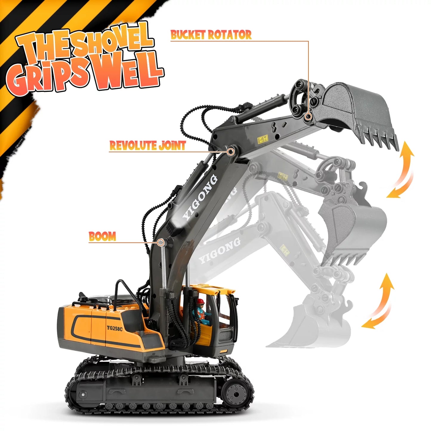 Remote Control Excavator - Kids 3-12 Years Old