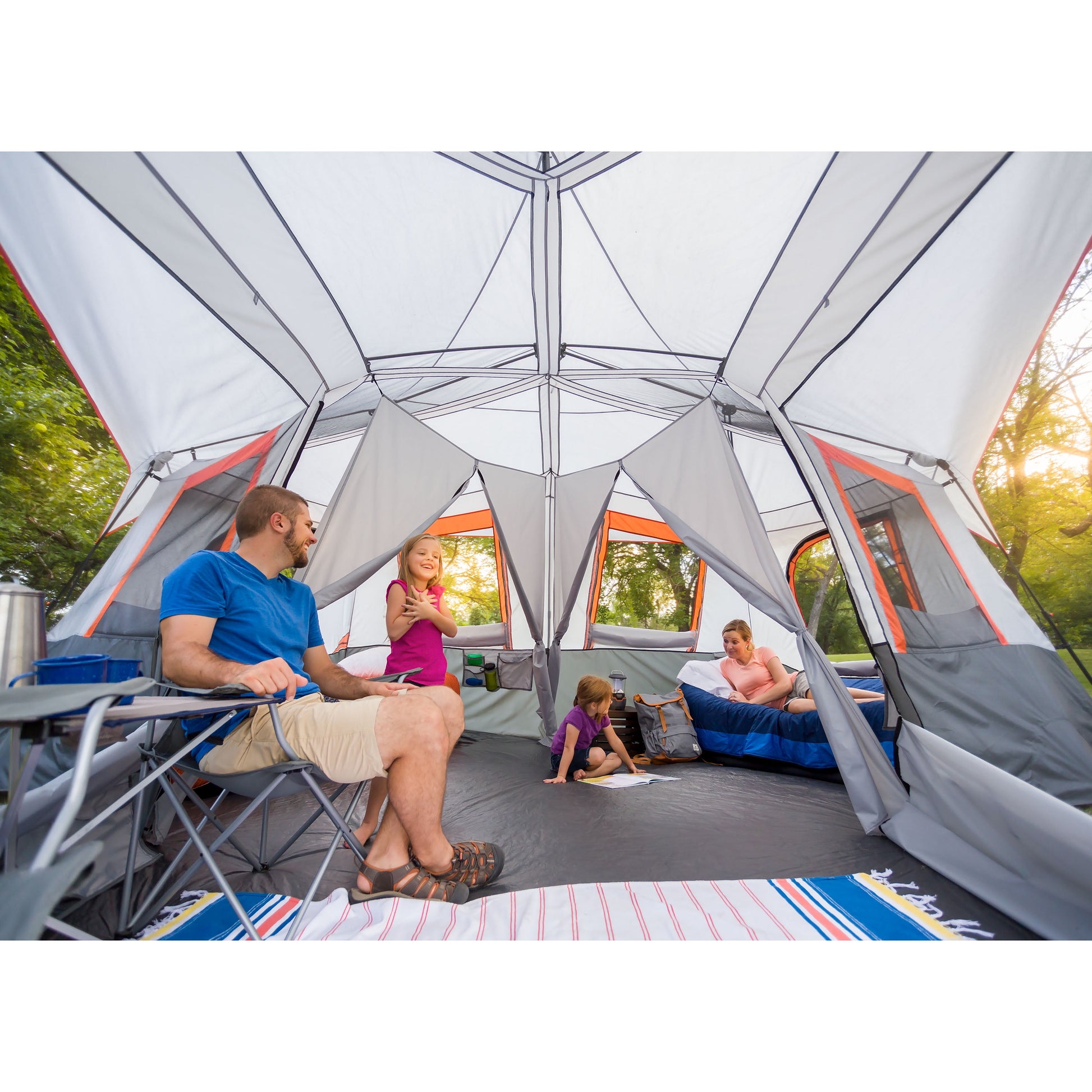 12-Person 3-Room Instant Cabin Tent with Screen Room