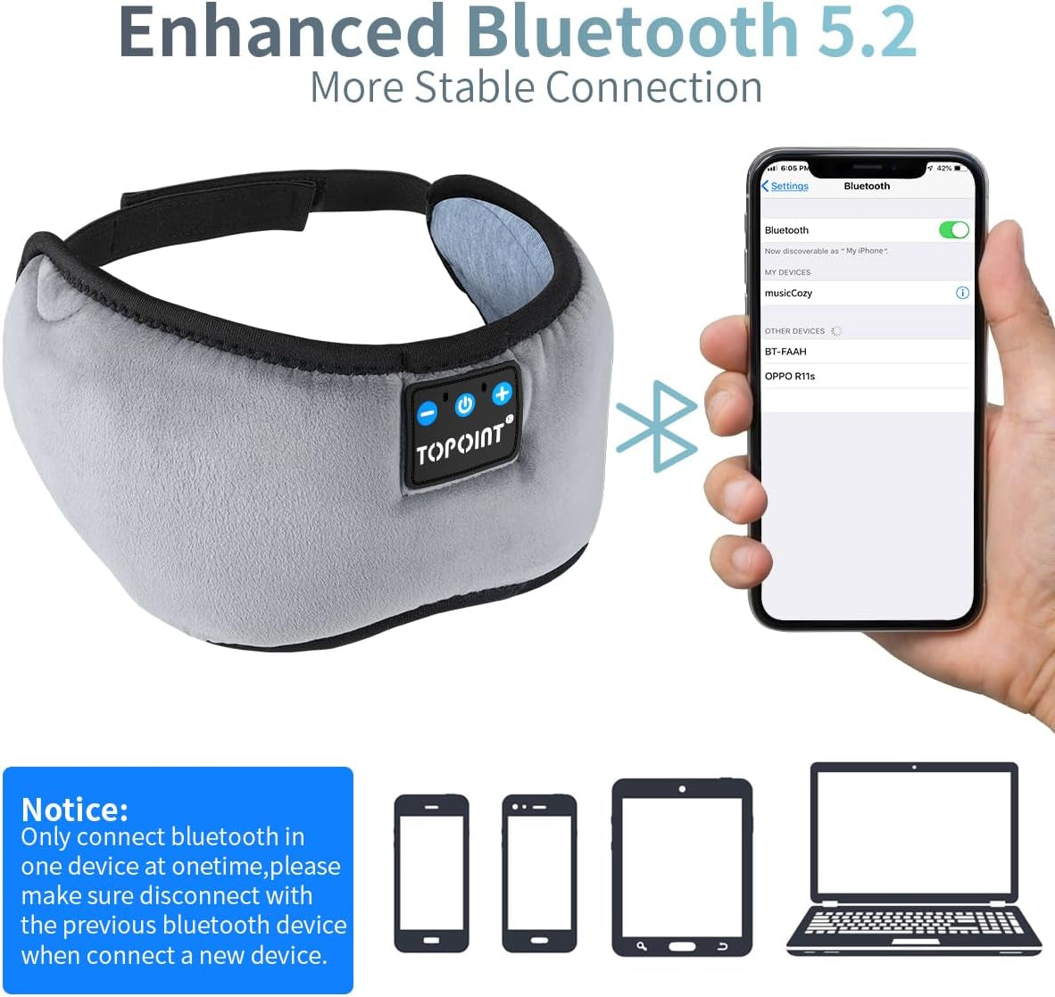 Sleep Mask Headphones with Wireless Bluetooth