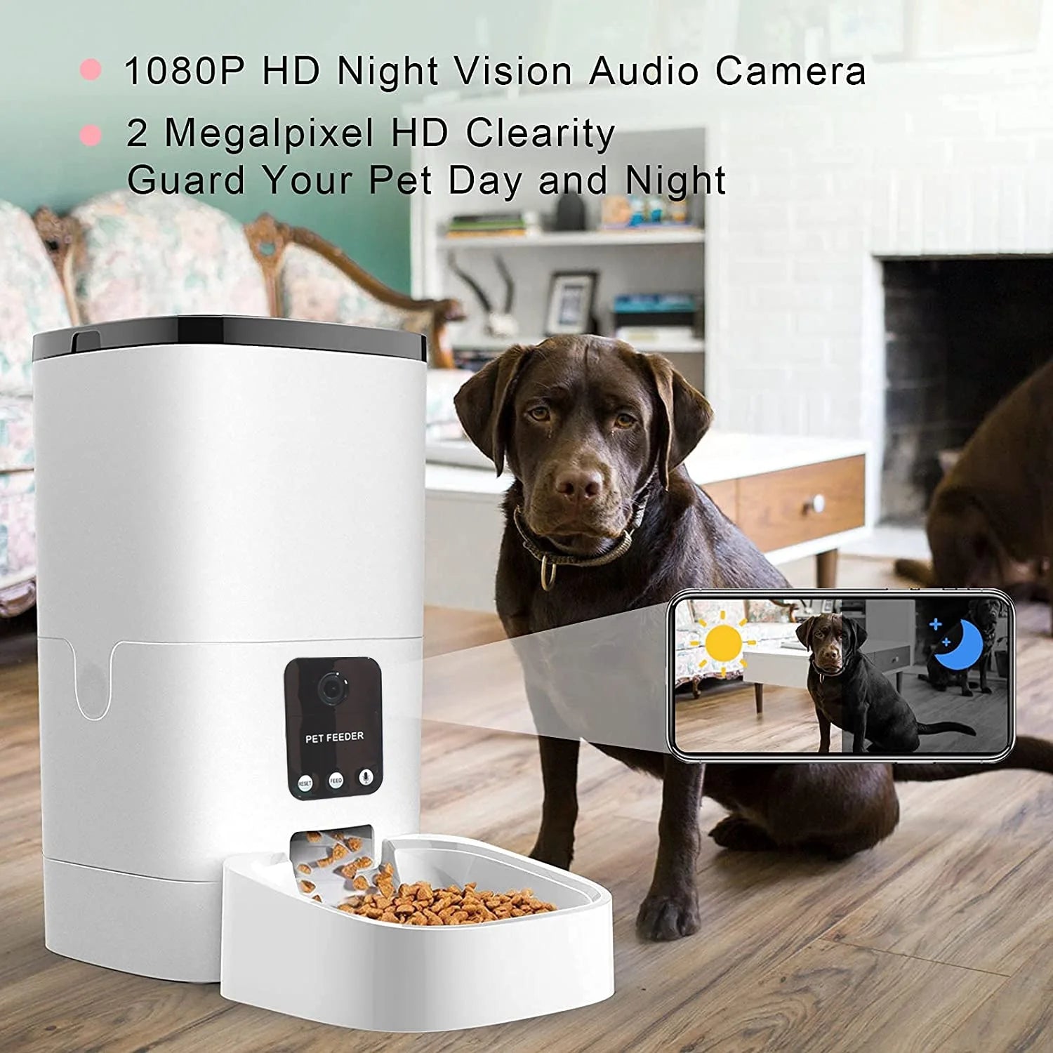 Automatic Pet Feeder with1080P Camera, App Control & Voice Recorder