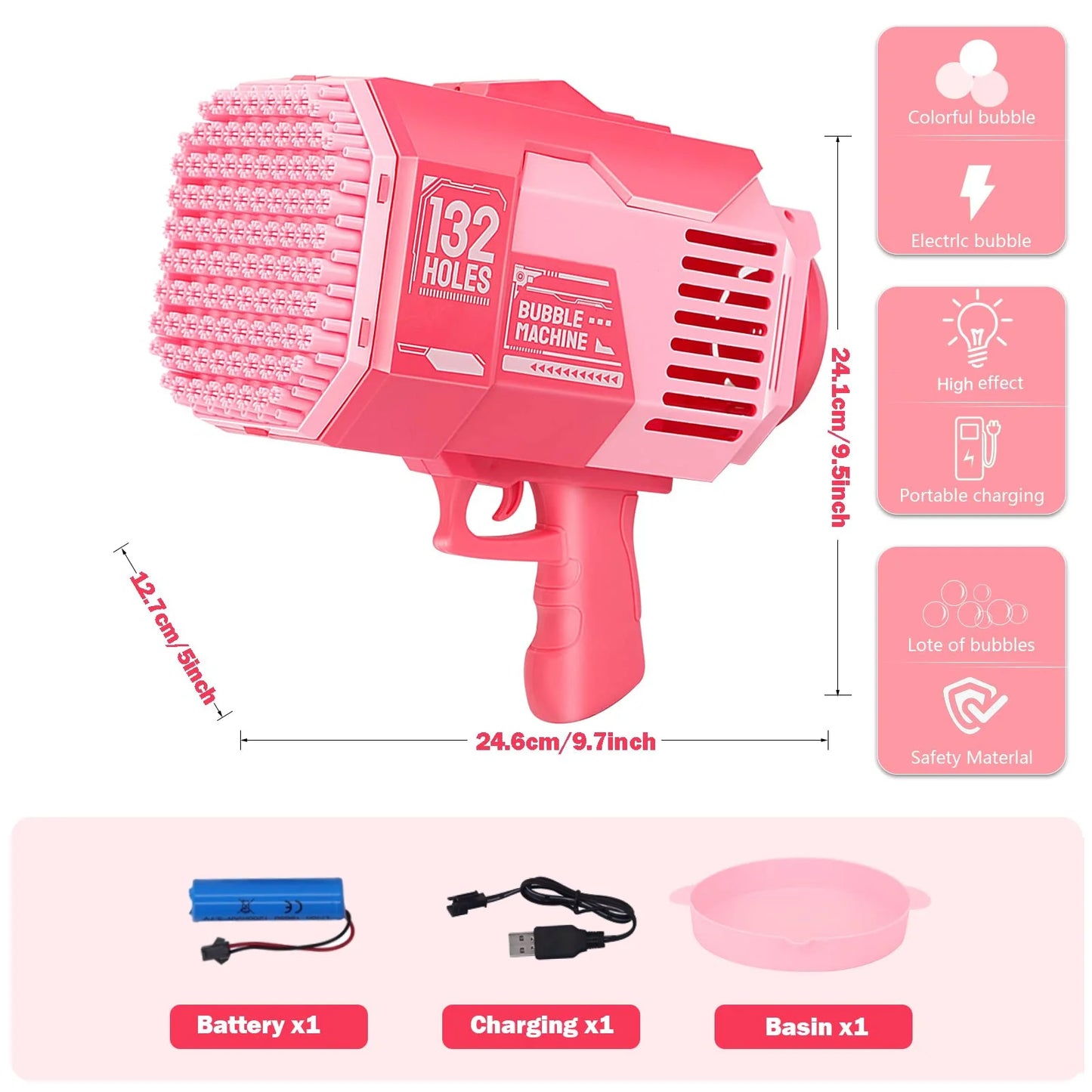 Bubble Machine with Colorful Lights - Pink