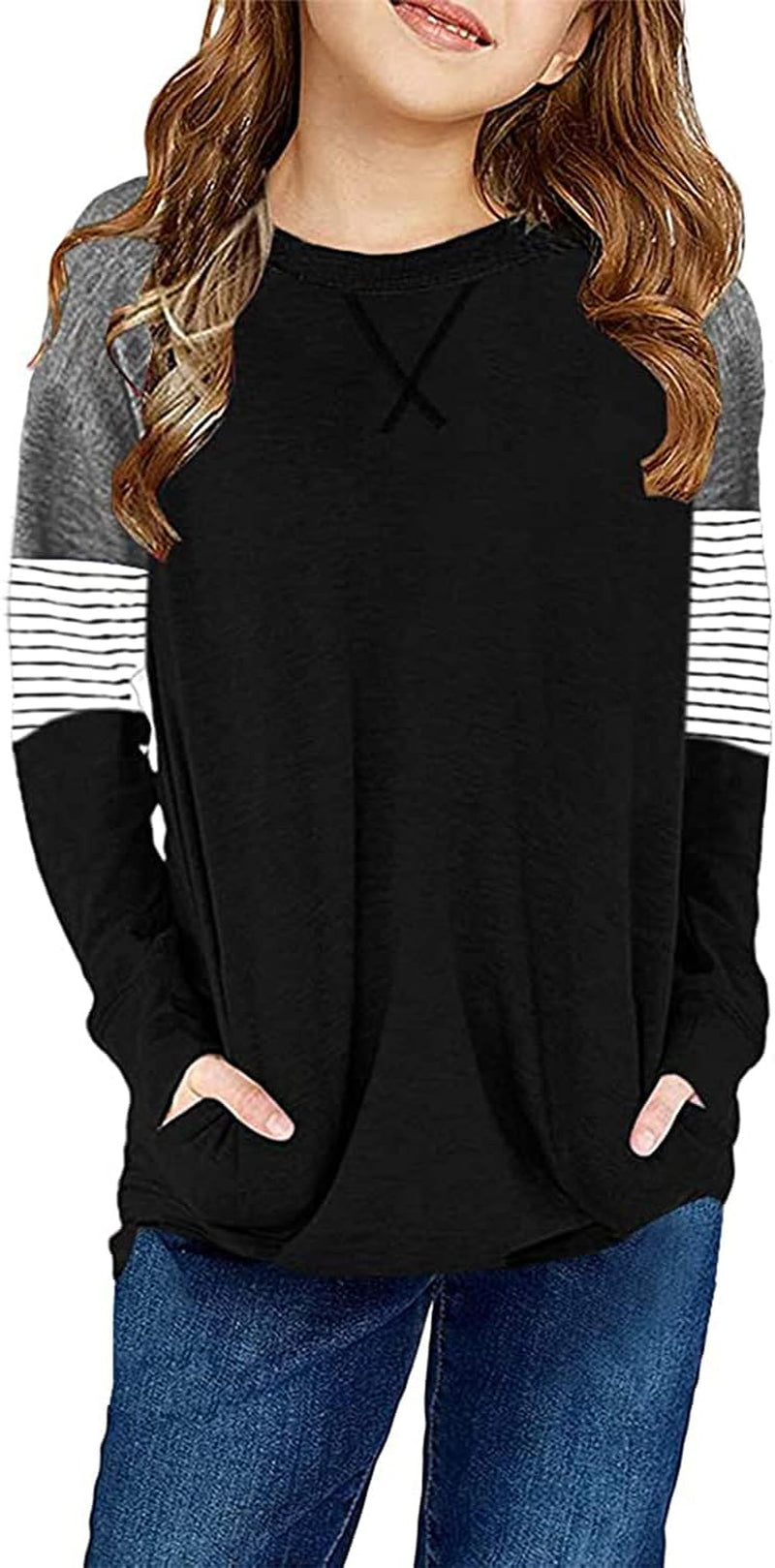 Girl's Casual Long Sleeve Shirt with Pockets