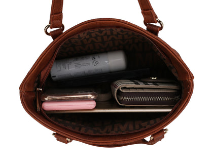 Women's Vegan Leather Tote Bag, Small Tote Handbag, Pouch Purse & Wristlet Wallet Bag - 4 Pcs Set 
