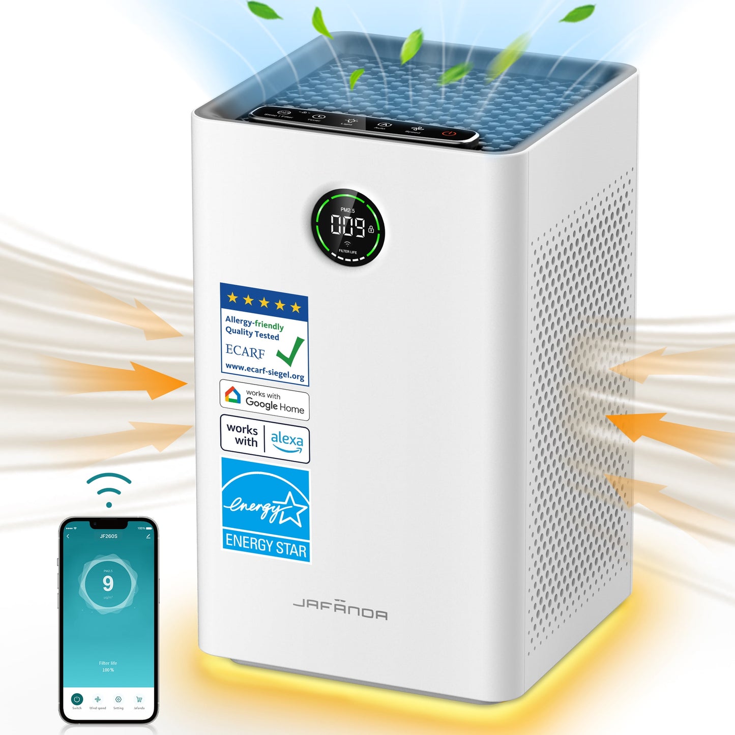 Air Purifier with Activated Carbon, Smart Wifi and Alexa Control